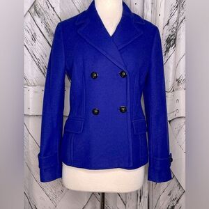 Banana Republic Blue Wool Blend Pea Coat Size Medium